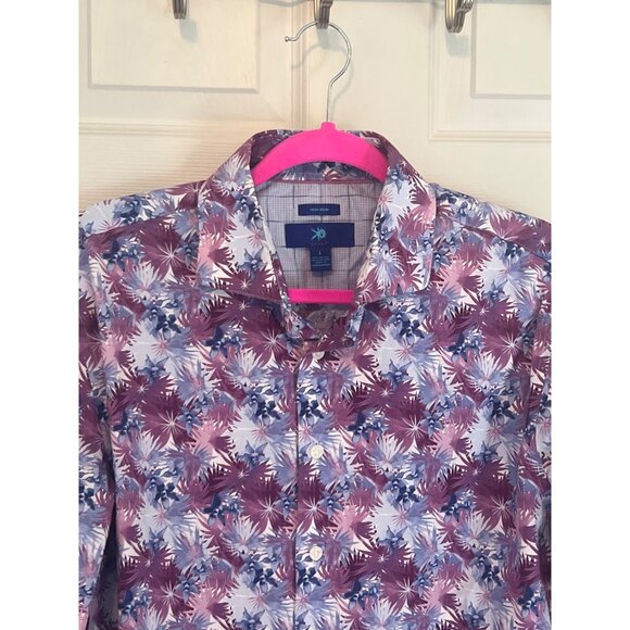 Egara Purple Non-Iron Floral Men's Button Down Long Sleeve Shirt Large - Picture 2 of 5